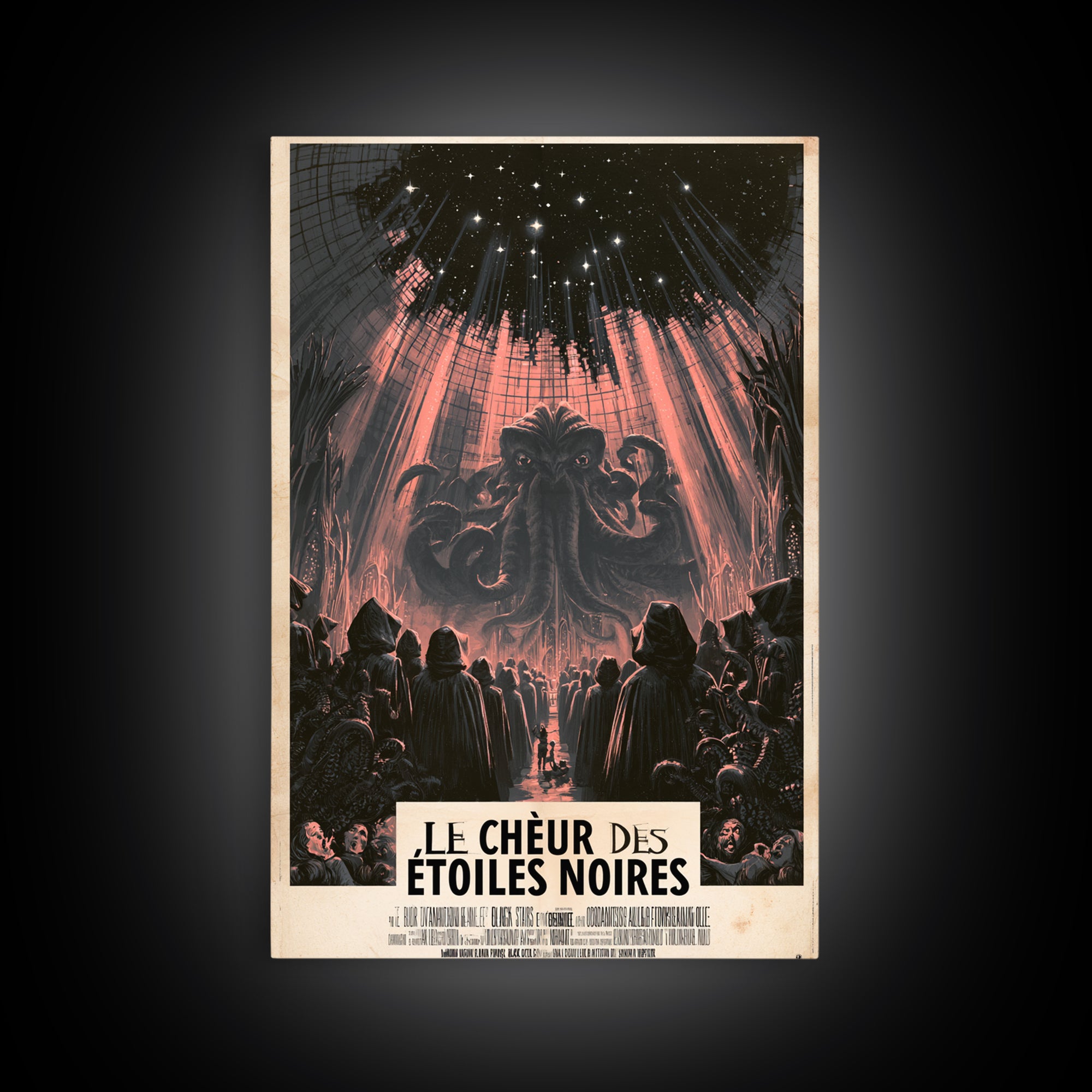 The Choir Of Black Stars, French Language Horror Movie Poster, 1960s Horror Art, Lovecraftian Horror Poster, Framed Canvas Print