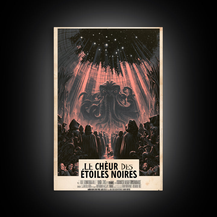 The Choir Of Black Stars, French Language Horror Movie Poster, 1960s Horror Art, Lovecraftian Horror Poster, Framed Canvas Print