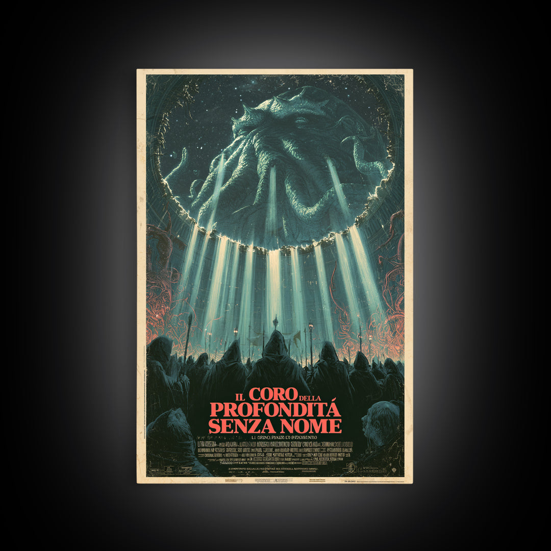 The Choir Of The Nameless Deep, Italian Language Horror Movie Poster, 1970s Horror Art, Eldritch Cinema Wall Art, Framed Canvas Print