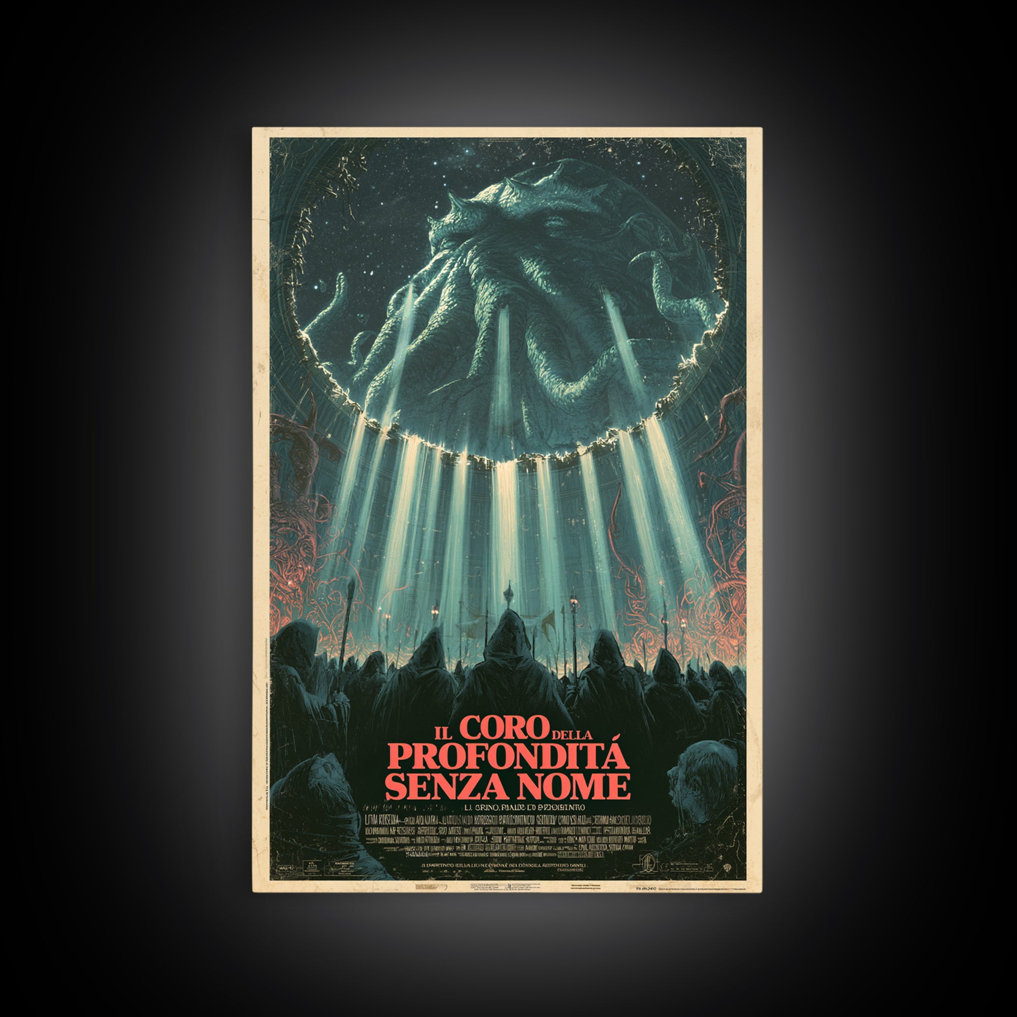 The Choir Of The Nameless Deep, Italian Language Horror Movie Poster, 1970s Horror Art, Eldritch Cinema Wall Art, Framed Canvas Print