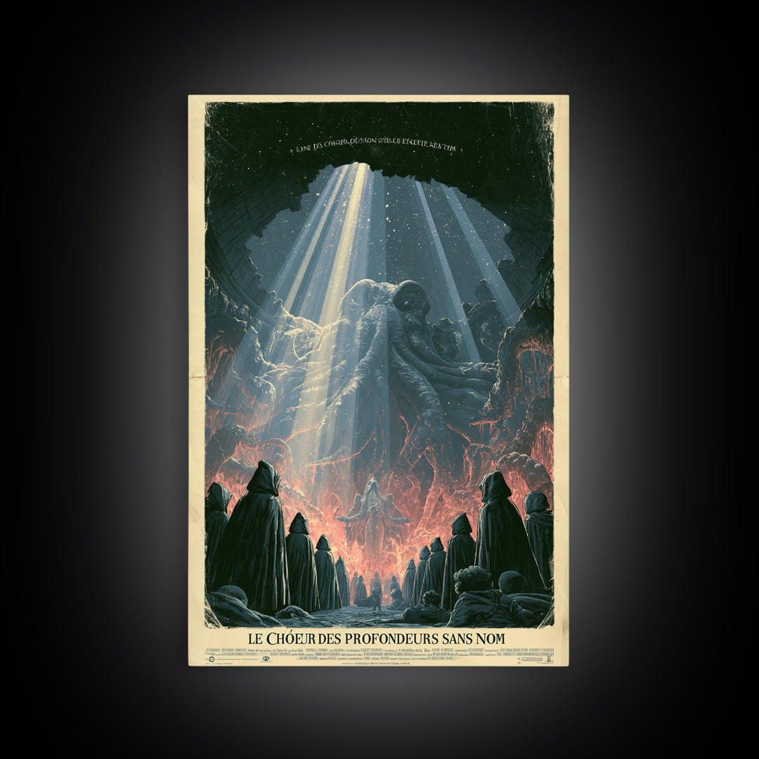 The Choir Of The Nameless Deep, French Language Horror Movie Poster, 1960s Horror Art, Lovecraftian Horror Poster, Framed Canvas Print