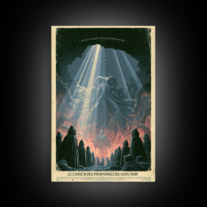 The Choir Of The Nameless Deep, French Language Horror Movie Poster, 1960s Horror Art, Lovecraftian Horror Poster, Framed Canvas Print