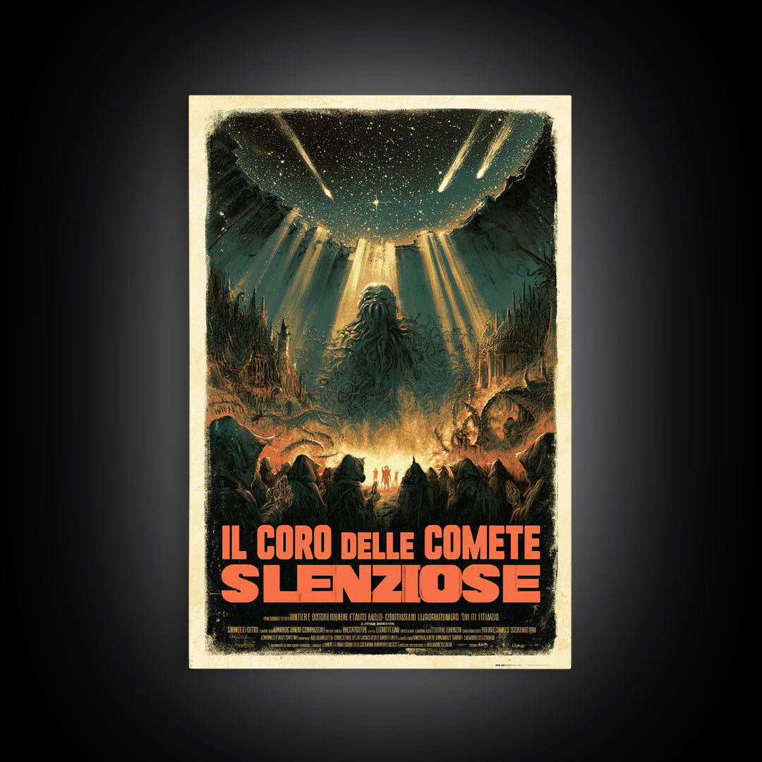 The Choir Of Silent Comets, Italian Language Horror Movie Poster, 1970s Horror Art, Lovecraftian Horror Poster, Framed Canvas Print
