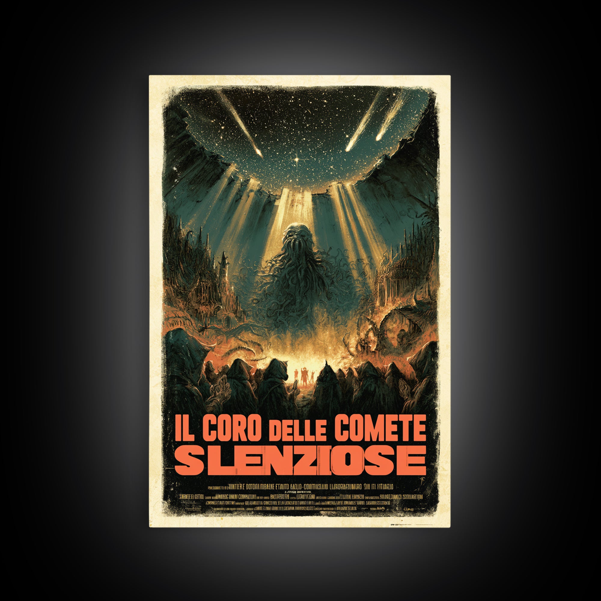 The Choir Of Silent Comets, Italian Language Horror Movie Poster, 1970s Horror Art, Lovecraftian Horror Poster, Framed Canvas Print
