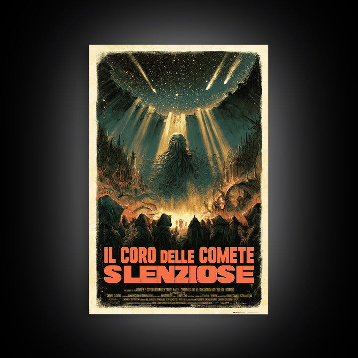 The Choir Of Silent Comets, Italian Language Horror Movie Poster, 1970s Horror Art, Lovecraftian Horror Poster, Framed Canvas Print