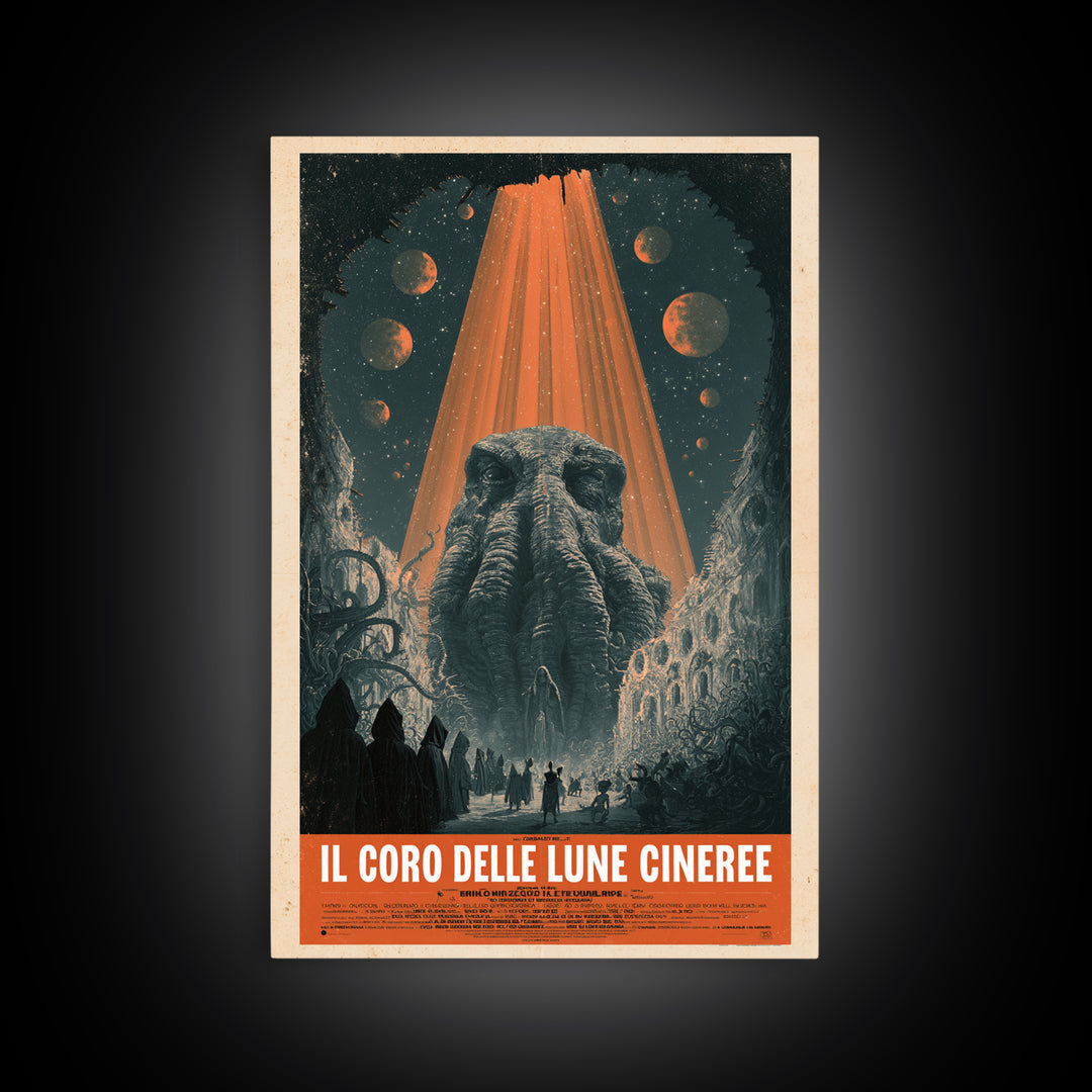 The Choir Of Ashen Moons, Italian Language Horror Movie Poster, 1970s Horror Art, Eldritch Cinema Wall Art, Framed Canvas Print