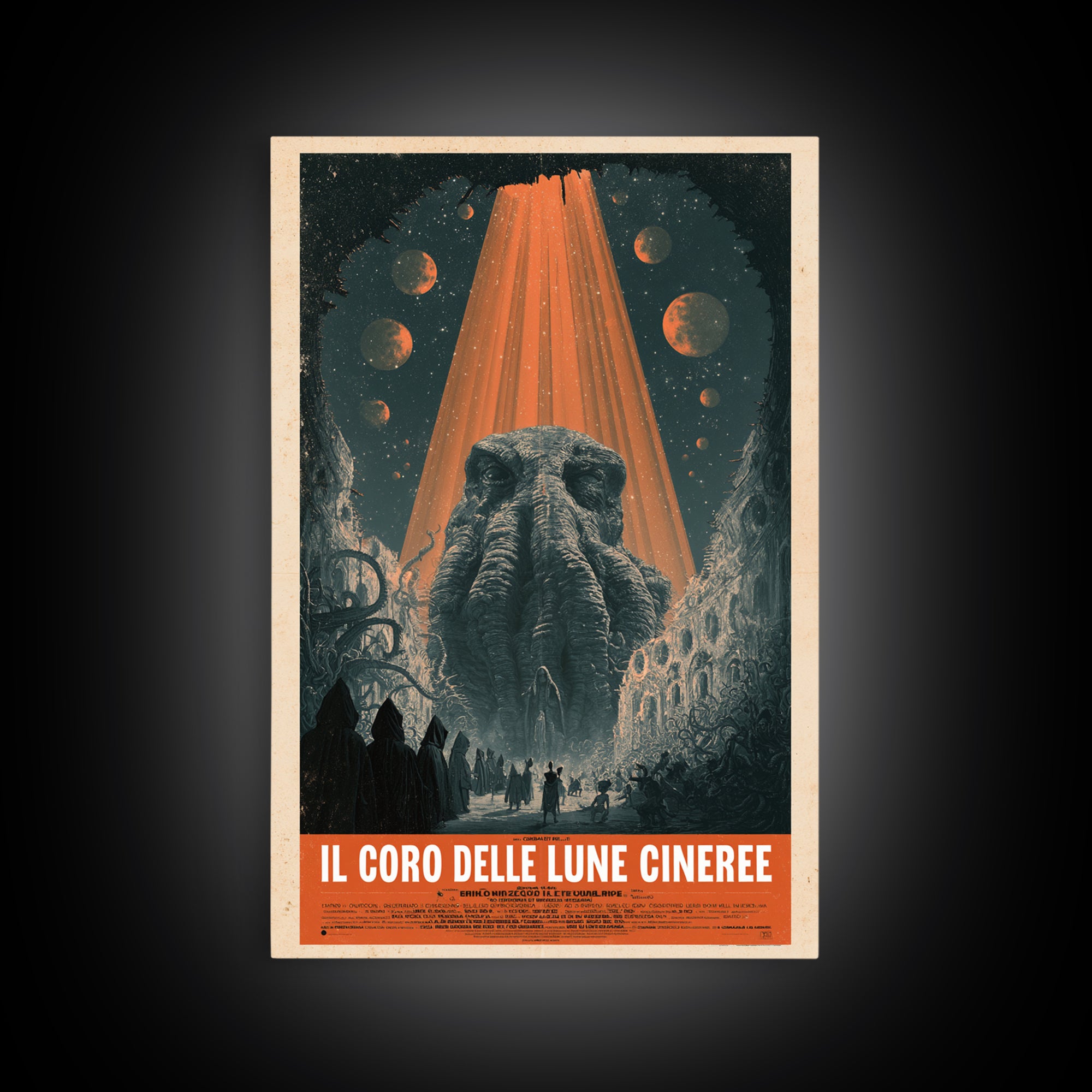 The Choir Of Ashen Moons, Italian Language Horror Movie Poster, 1970s Horror Art, Eldritch Cinema Wall Art, Framed Canvas Print