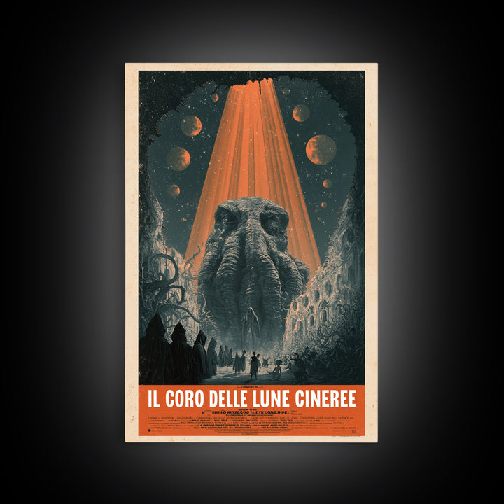 The Choir Of Ashen Moons, Italian Language Horror Movie Poster, 1970s Horror Art, Eldritch Cinema Wall Art, Framed Canvas Print