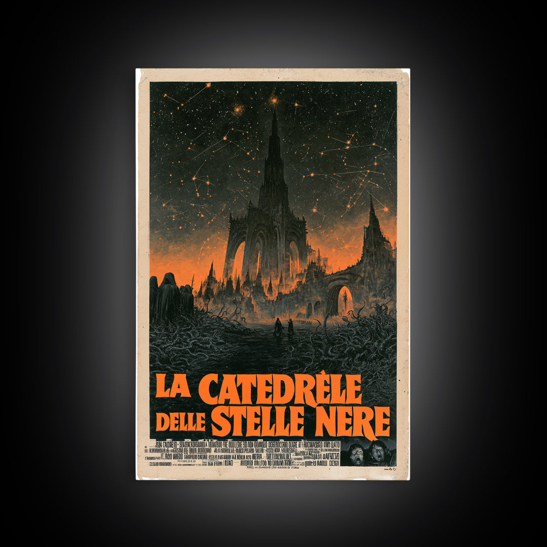 The Cathedral Of Black Stars, Italian Language Horror Movie Poster, 1970s Horror Art, Lovecraftian Horror Poster, Framed Canvas Print