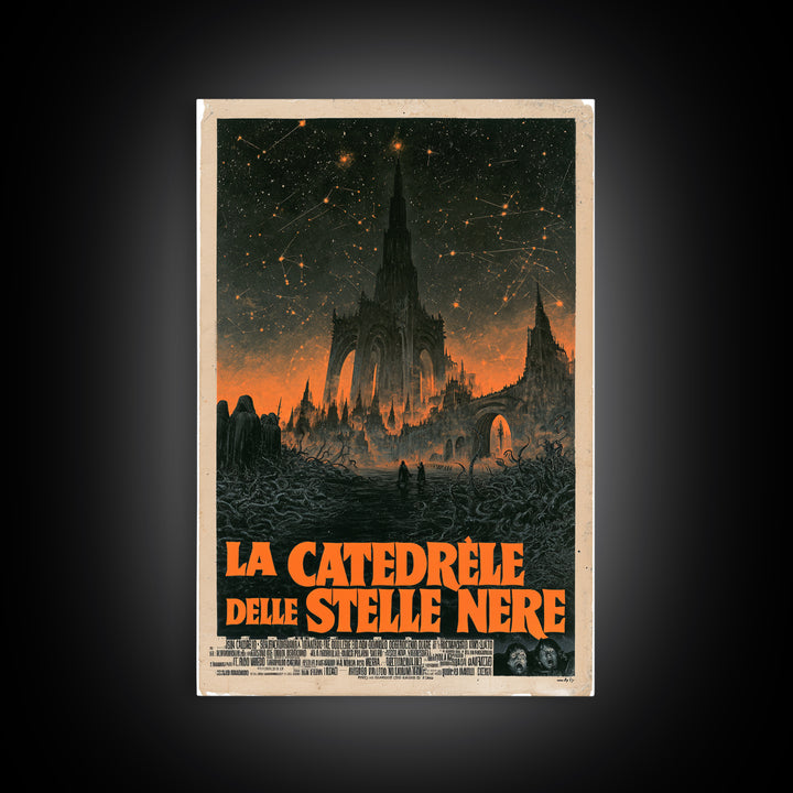 The Cathedral Of Black Stars, Italian Language Horror Movie Poster, 1970s Horror Art, Lovecraftian Horror Poster, Framed Canvas Print