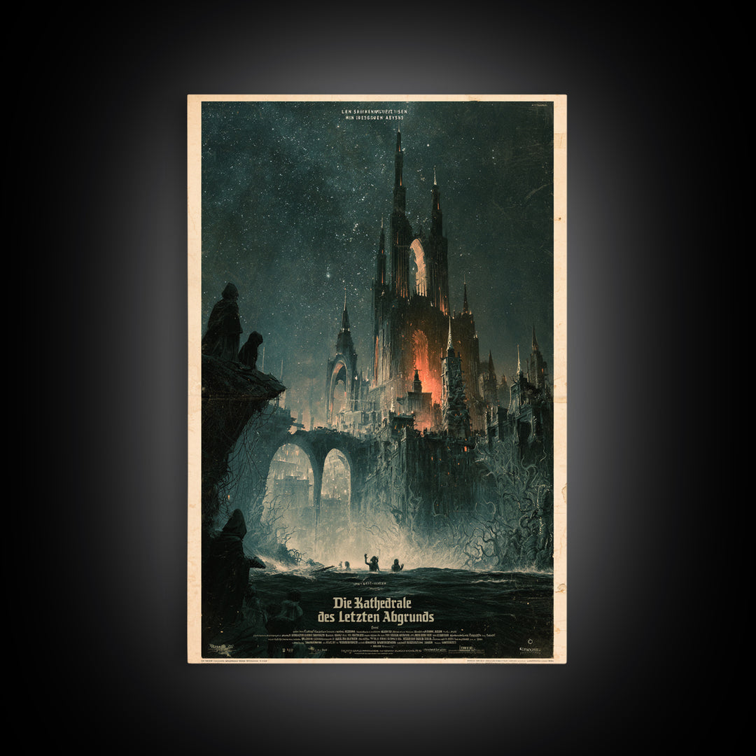 The Cathedral Of The Last Abyss, German Language Horror Movie Poster, 1960s Horror Art, Gothic Cinema Wall Art, Framed Canvas Print