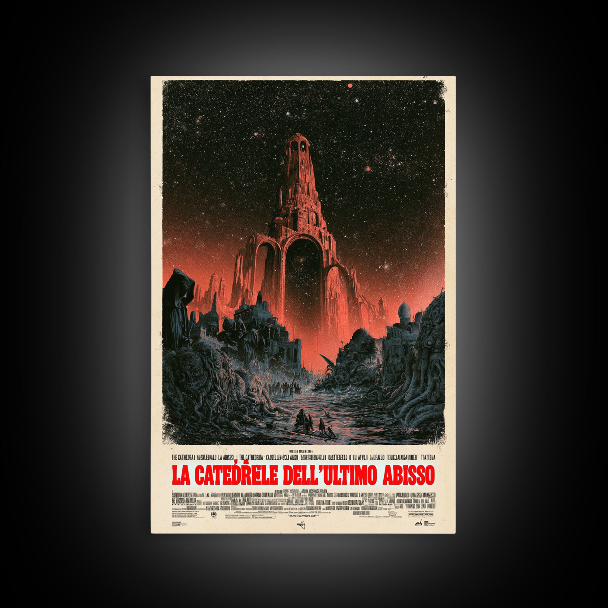The Cathedral Of The Last Abyss, Italian Language Horror Movie Poster, 1970s Horror Art, Gothic Cinema Wall Art, Framed Canvas Print