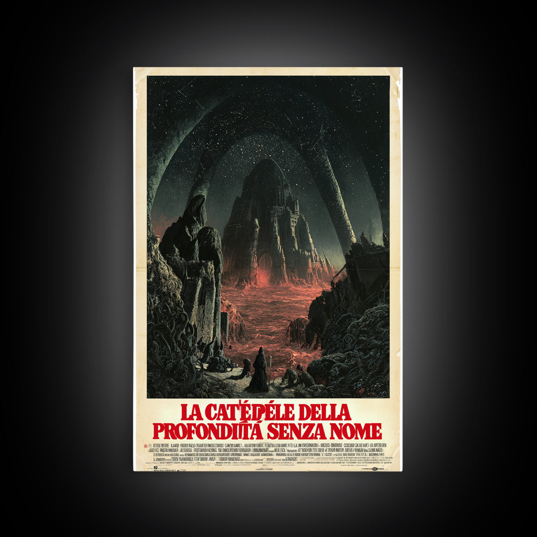 The Cathedral Of The Nameless Deep, Italian Language Horror Movie Poster, 1970s Horror Art, Cult Horror Poster, Framed Canvas Print