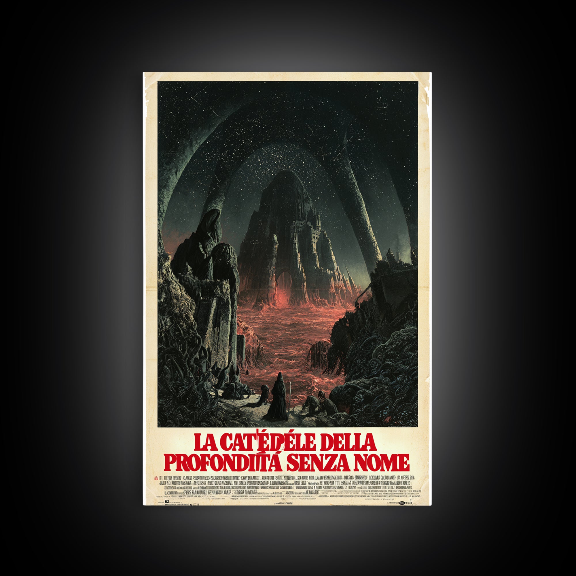 The Cathedral Of The Nameless Deep, Italian Language Horror Movie Poster, 1970s Horror Art, Cult Horror Poster, Framed Canvas Print