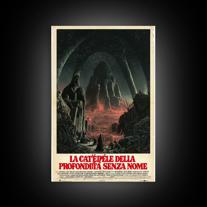 The Cathedral Of The Nameless Deep, Italian Language Horror Movie Poster, 1970s Horror Art, Cult Horror Poster, Framed Canvas Print