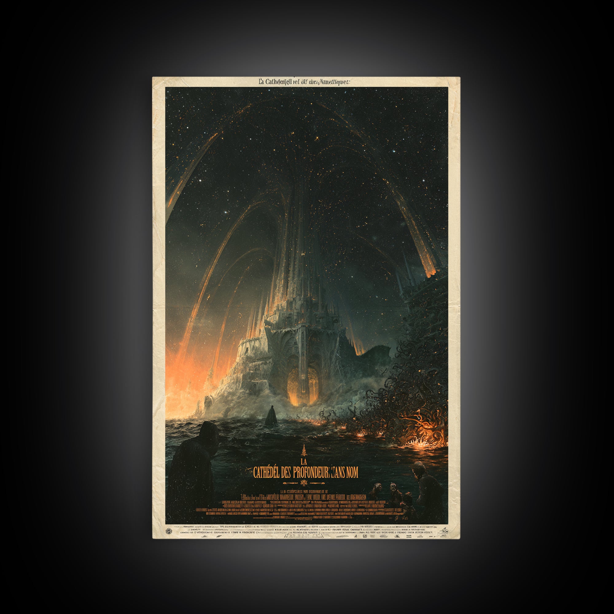 The Cathedral Of The Nameless Deep, French Language Horror Movie Poster, 1960s Horror Art, Gothic Cinema Wall Art, Framed Canvas Print