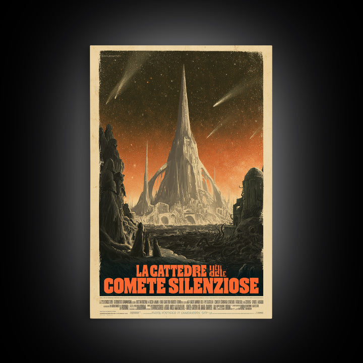 The Cathedral Of Silent Comets, Italian Language Horror Movie Poster, 1970s Horror Art, Lovecraftian Horror Poster, Framed Canvas Print