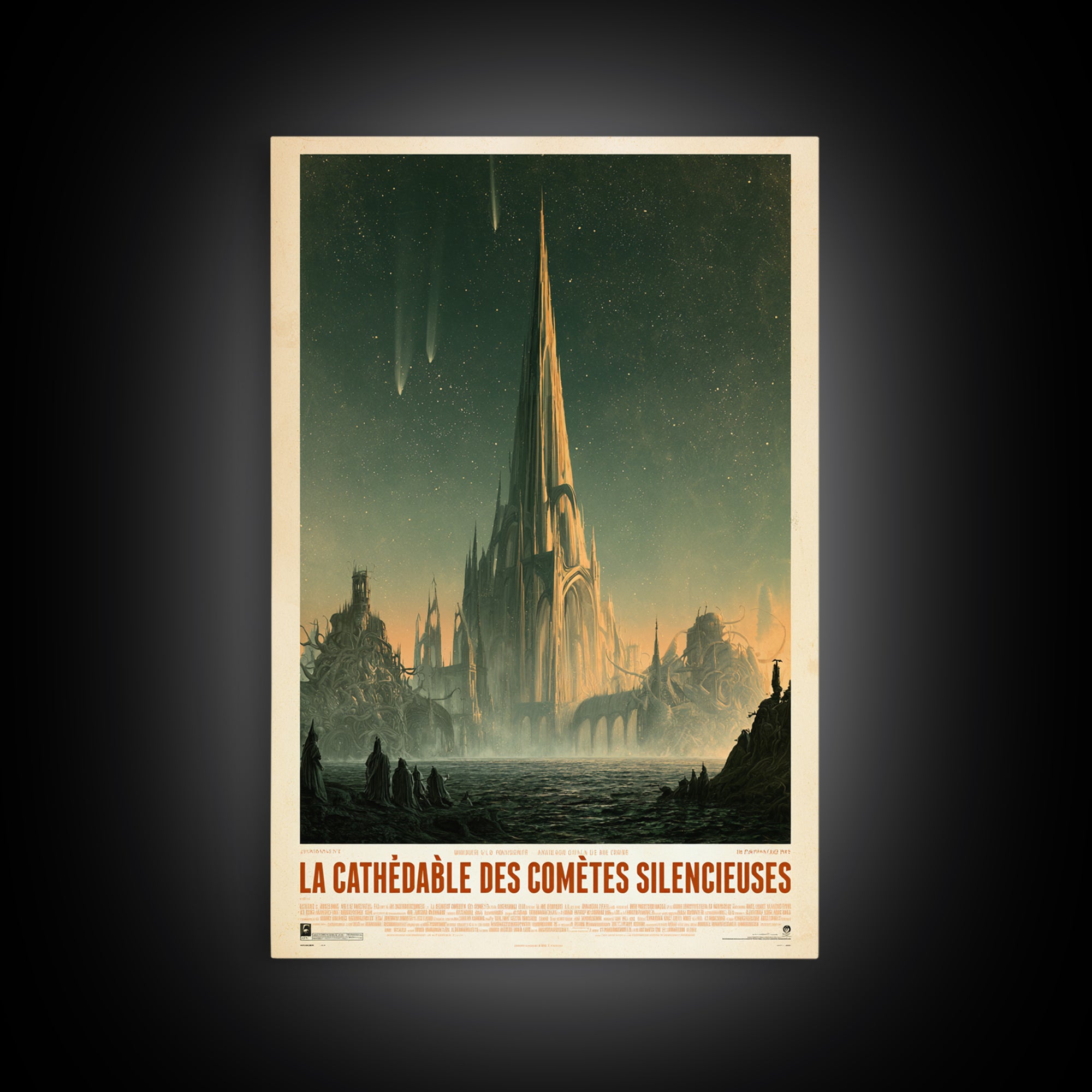 The Cathedral Of Silent Comets, French Language Horror Movie Poster, 1960s Horror Art, Cult Horror Poster, Framed Canvas Print