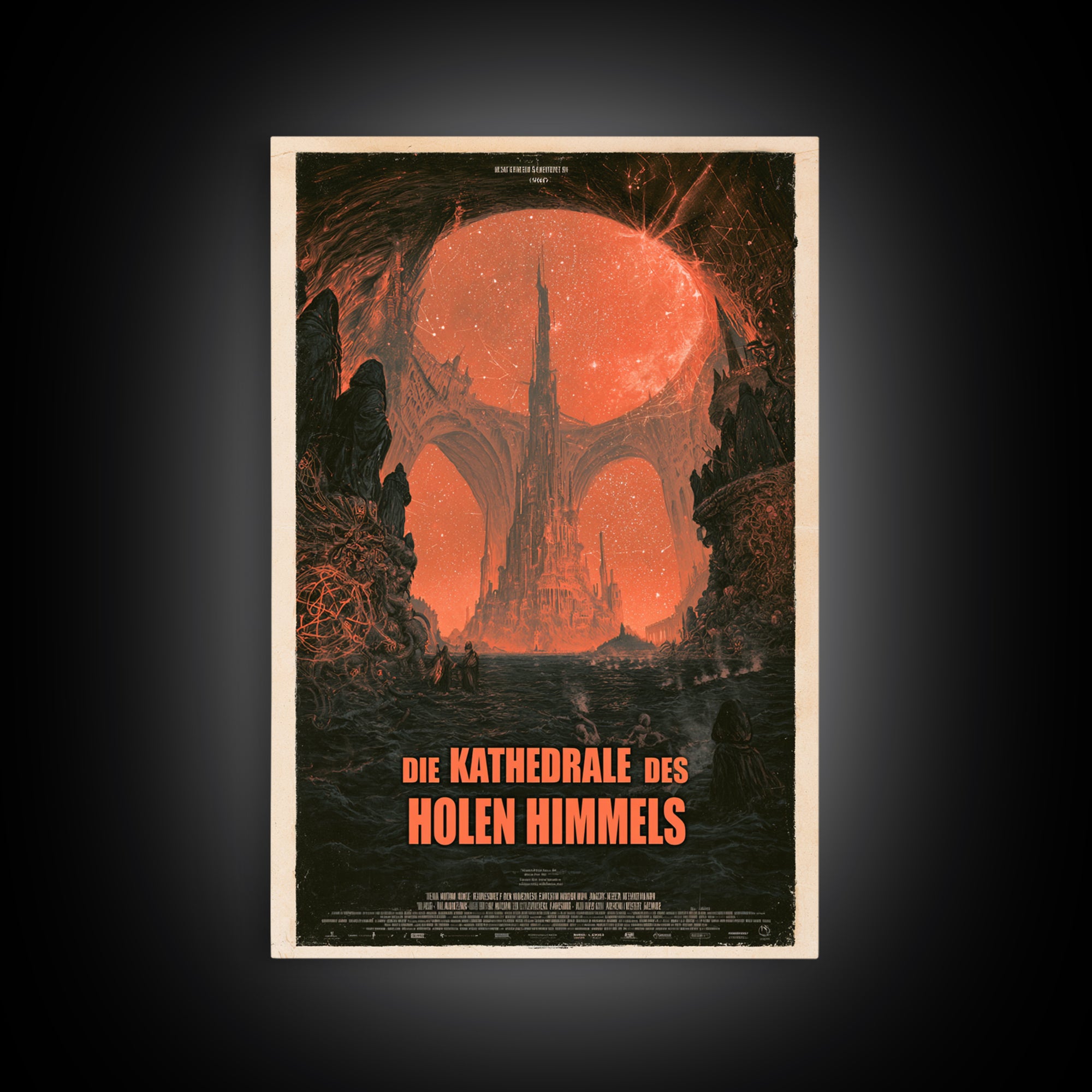The Cathedral Of The Hollow Sky, German Language Horror Movie Poster, 1960s Horror Art, Eldritch Cinema Wall Art, Framed Canvas Print
