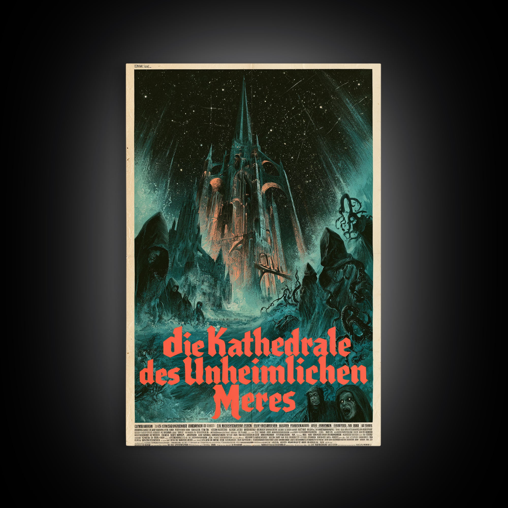 The Cathedral Of The Eldritch Sea, German Language Horror Movie Poster, 1960s Horror Art, Retro Horror Movie Art, Canvas Print