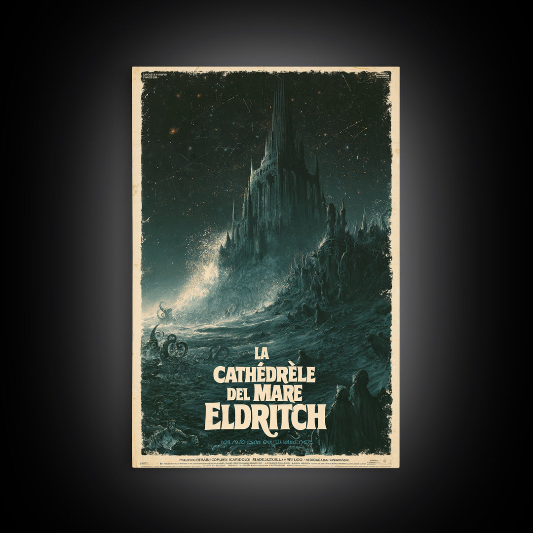 The Cathedral Of The Eldritch Sea, Italian Language Horror Movie Poster, 1970s Horror Art, Cult Horror Poster, Framed Canvas Print