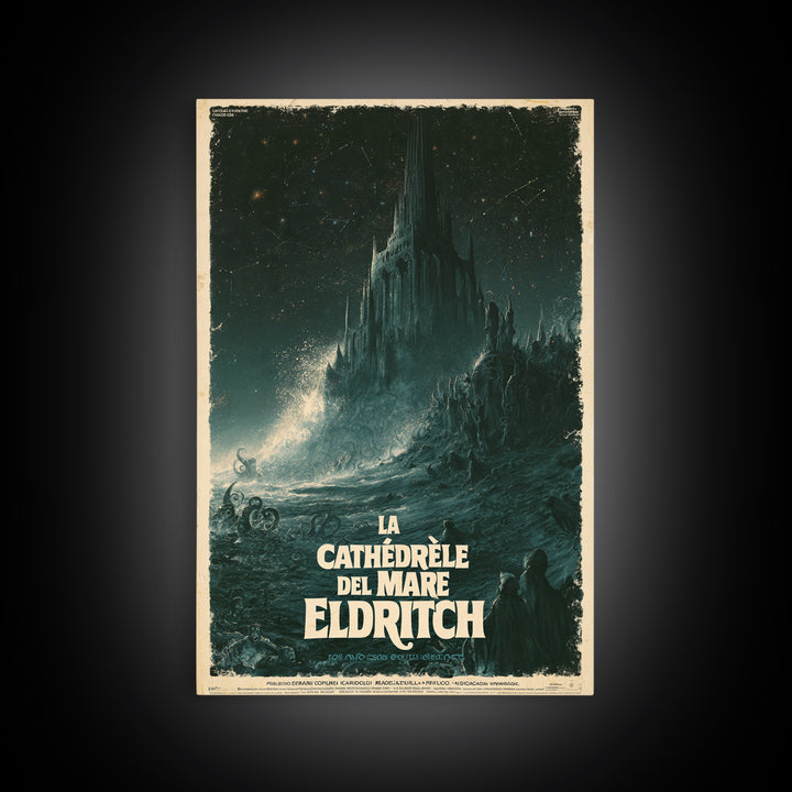 The Cathedral Of The Eldritch Sea, Italian Language Horror Movie Poster, 1970s Horror Art, Cult Horror Poster, Framed Canvas Print