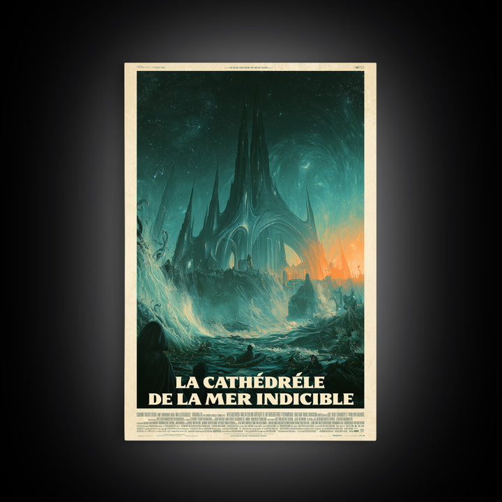 The Cathedral Of The Eldritch Sea, French Language Horror Movie Poster, 1960s Horror Art, Gothic Cinema Wall Art, Framed Canvas Print