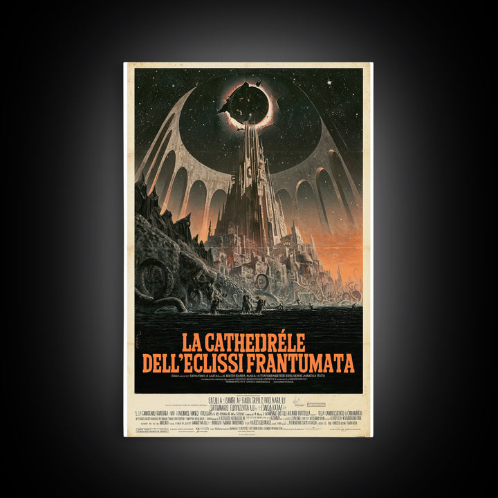 The Cathedral Of The Shattered Eclipse, Italian Language Horror Movie Poster, 1970s Horror Art, Gothic Cinema Wall Art, Framed Canvas Print