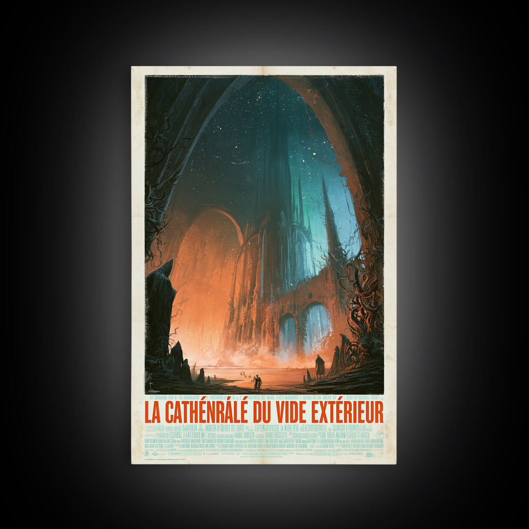The Cathedral Of The Outer Void, French Language Horror Movie Poster, 1960s Horror Art, Lovecraftian Horror Poster, Framed Canvas Print