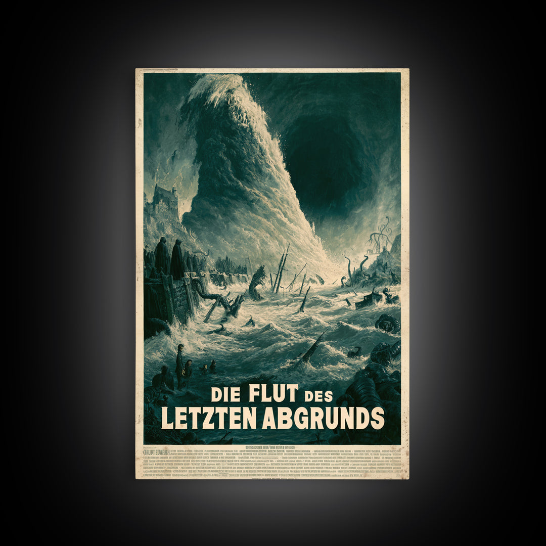 The Tide Of The Last Abyss, German Language Horror Movie Poster, 1960s Horror Art, Eldritch Cinema Wall Art, Framed Canvas Print