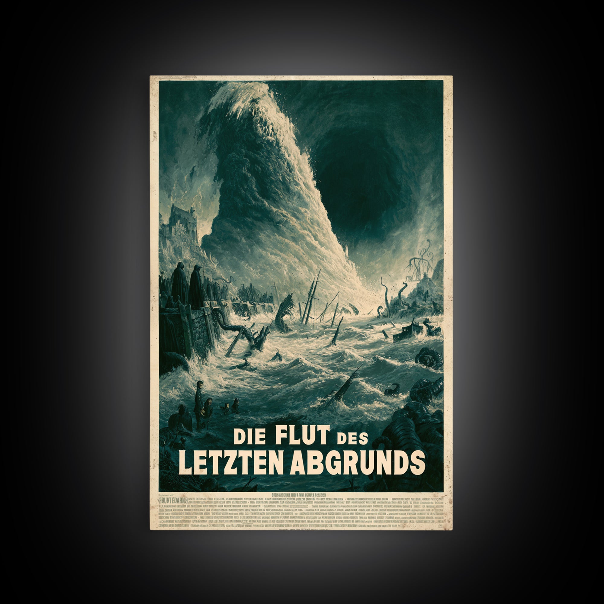 The Tide Of The Last Abyss, German Language Horror Movie Poster, 1960s Horror Art, Eldritch Cinema Wall Art, Framed Canvas Print