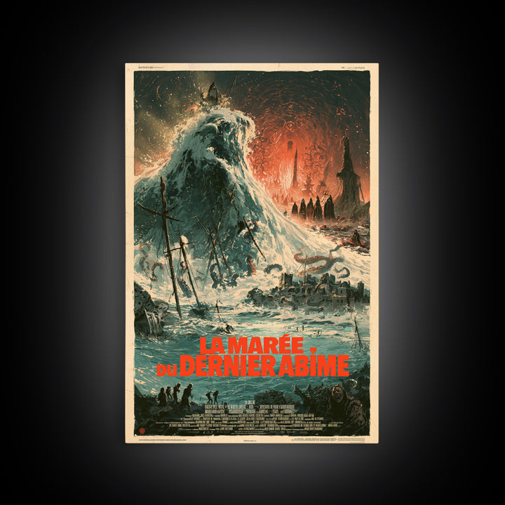The Tide Of The Last Abyss, French Language Horror Movie Poster, 1960s Horror Art, Eldritch Cinema Wall Art, Framed Canvas Print