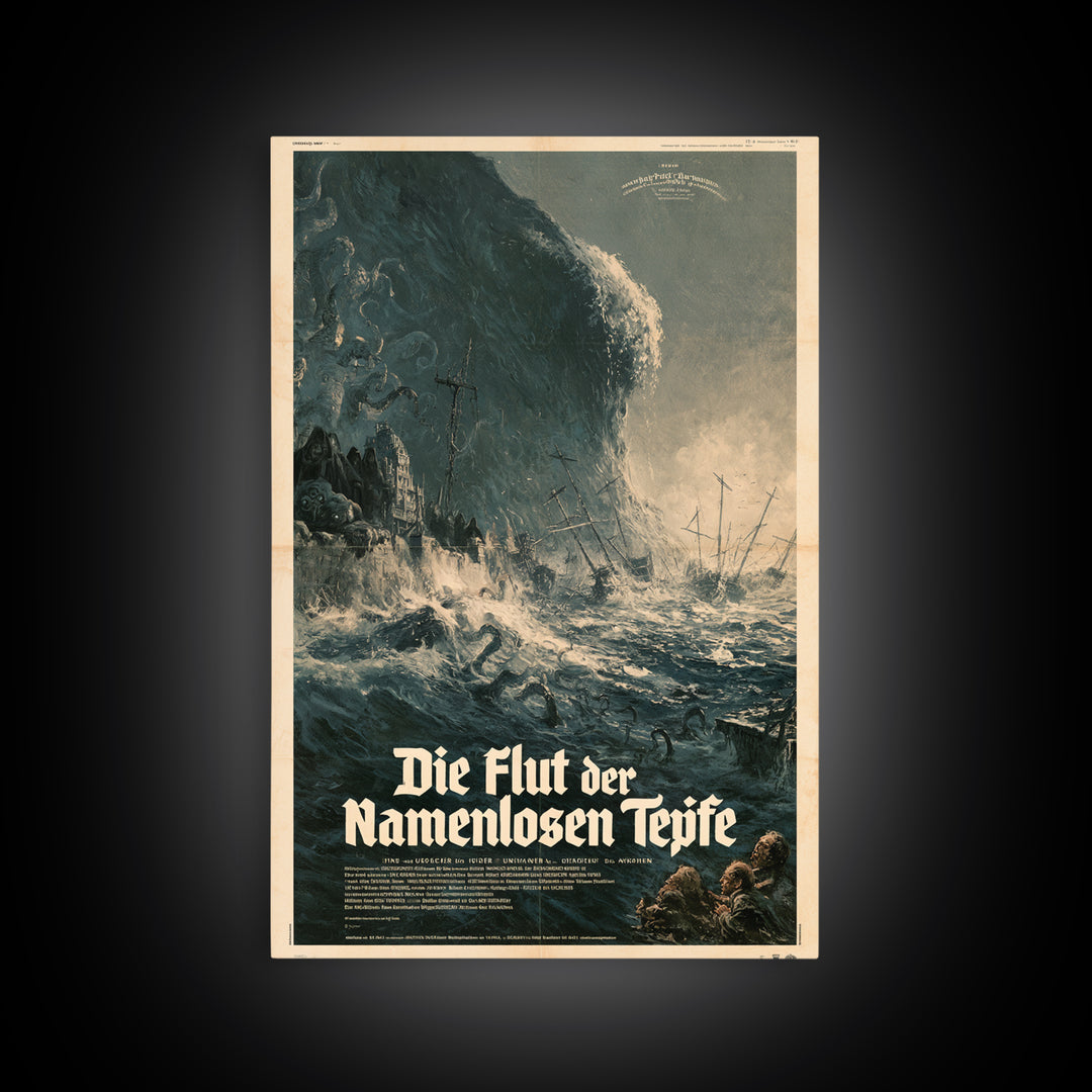 The Tide Of The Nameless Deep, German Language Horror Movie Poster, 1960s Horror Art, Cult Horror Poster, Framed Canvas Print