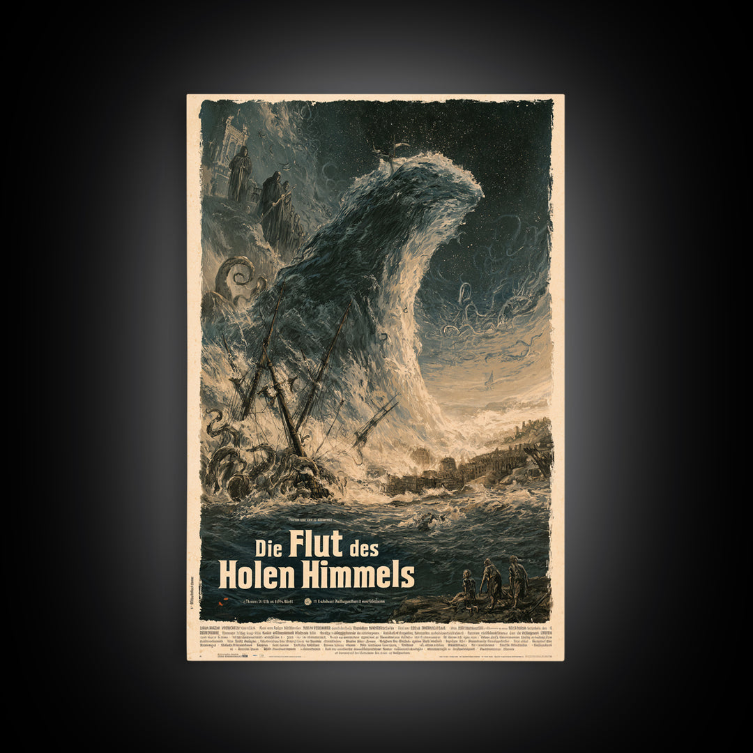 The Tide Of The Hollow Sky, German Language Horror Movie Poster, 1960s Horror Art, Gothic Cinema Wall Art, Framed Canvas Print