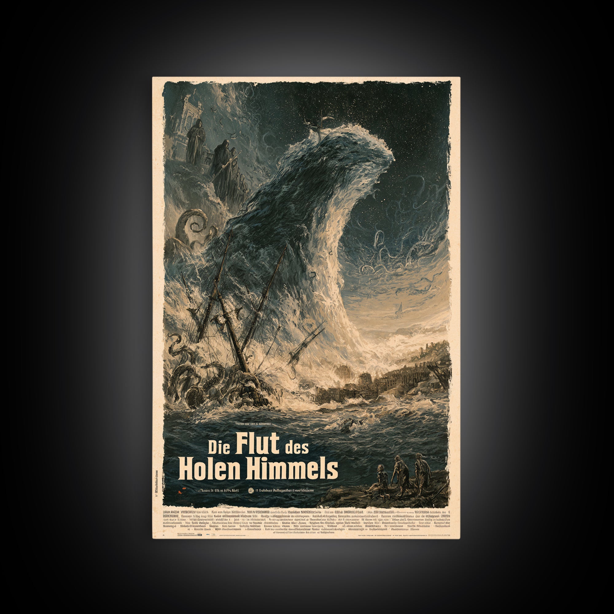 The Tide Of The Hollow Sky, German Language Horror Movie Poster, 1960s Horror Art, Gothic Cinema Wall Art, Framed Canvas Print