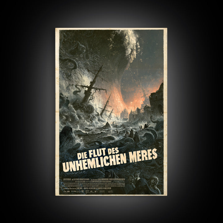 The Tide Of The Eldritch Sea, German Language Horror Movie Poster, 1960s Horror Art, Cosmic Horror Movie Art, Canvas Print