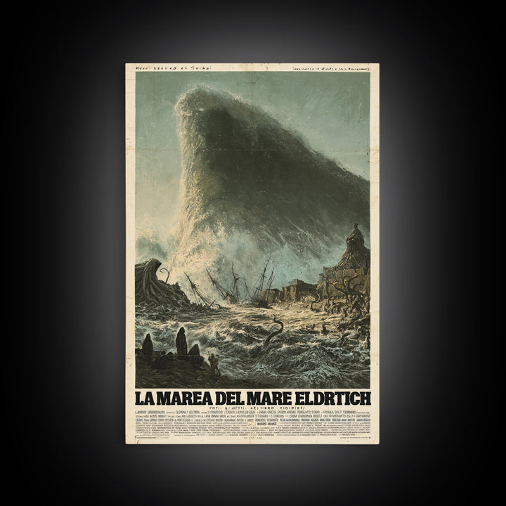 The Tide Of The Eldritch Sea, Italian Language Horror Movie Poster, 1970s Horror Art, Gothic Cinema Wall Art, Framed Canvas Print