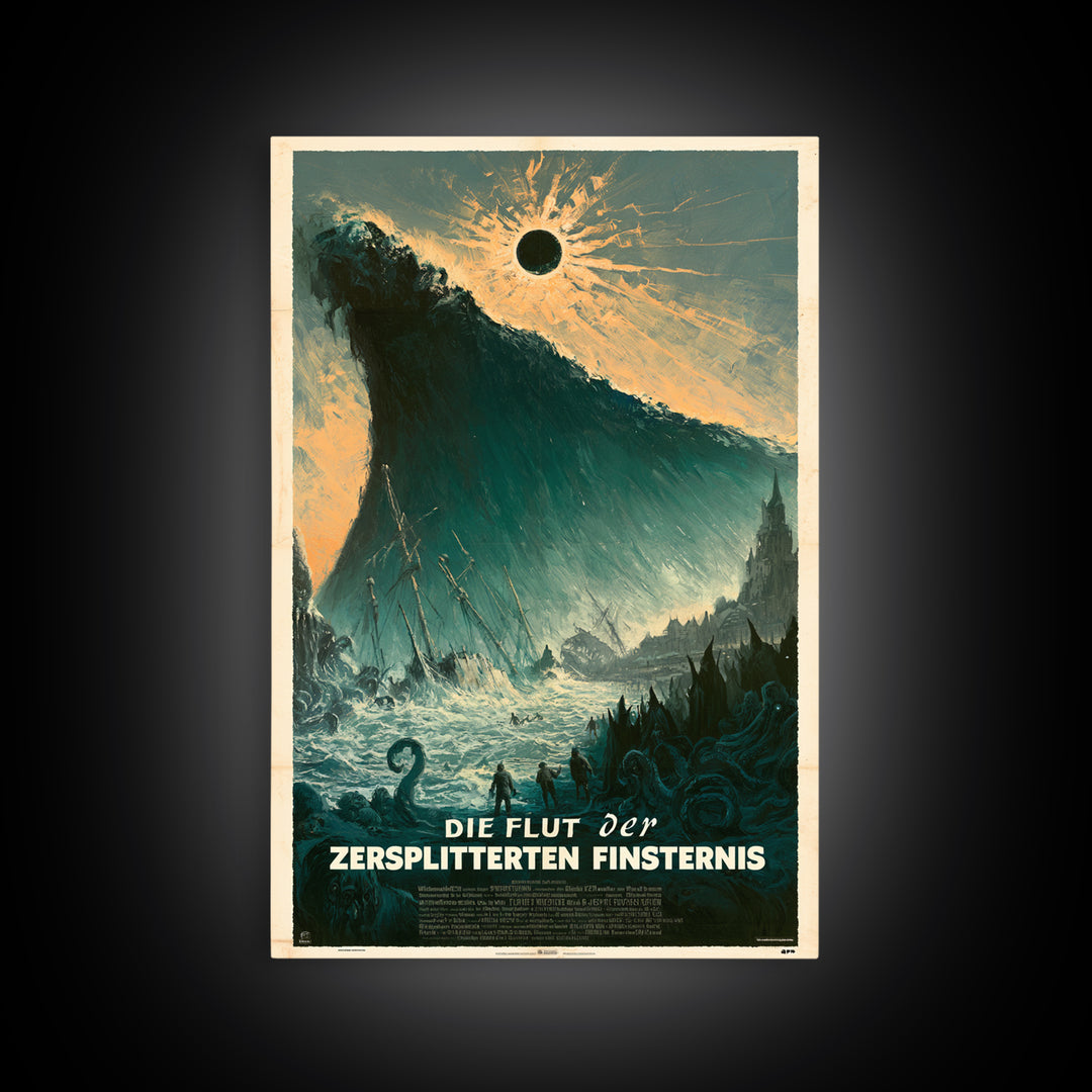 The Tide Of The Shattered Eclipse, German Language Horror Movie Poster, 1960s Horror Art, Gothic Cinema Wall Art, Framed Canvas Print