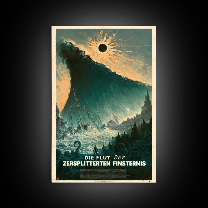 The Tide Of The Shattered Eclipse, German Language Horror Movie Poster, 1960s Horror Art, Gothic Cinema Wall Art, Framed Canvas Print