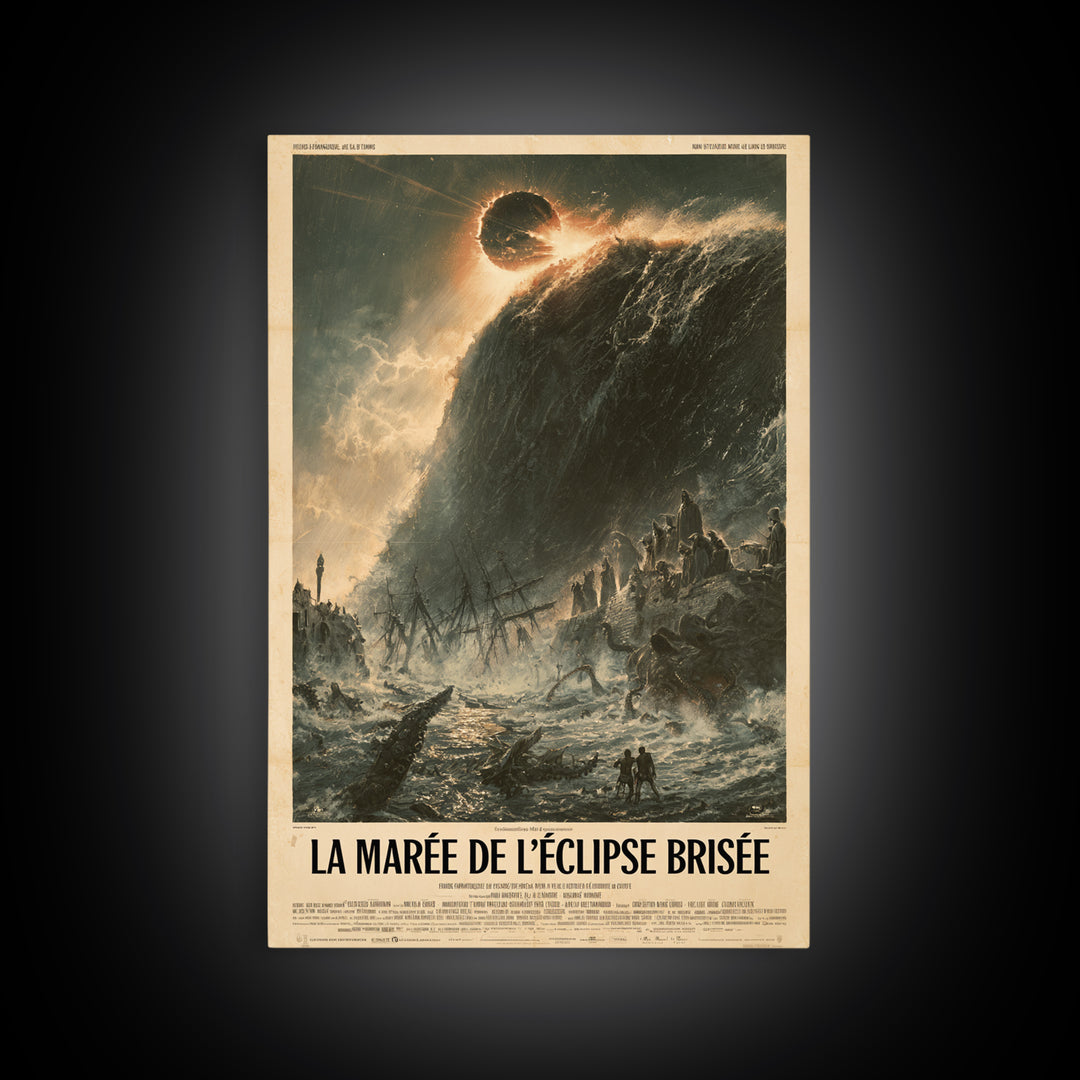 The Tide Of The Shattered Eclipse, French Language Horror Movie Poster, 1960s Horror Art, Cult Horror Poster, Framed Canvas Print