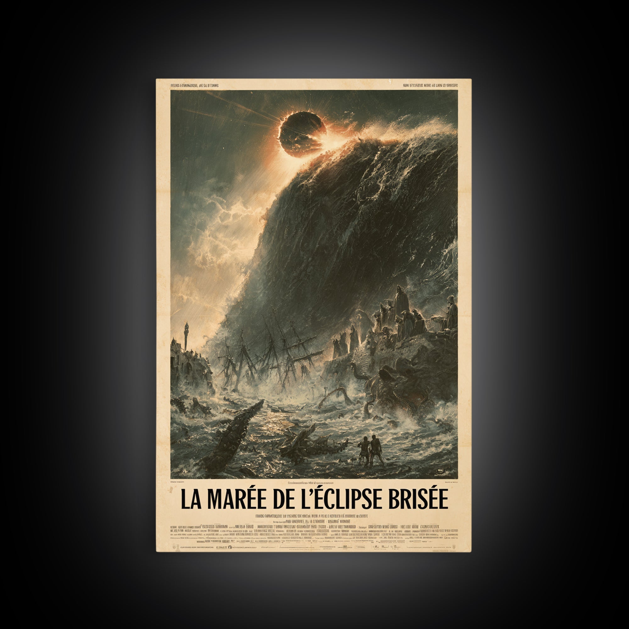 The Tide Of The Shattered Eclipse, French Language Horror Movie Poster, 1960s Horror Art, Cult Horror Poster, Framed Canvas Print