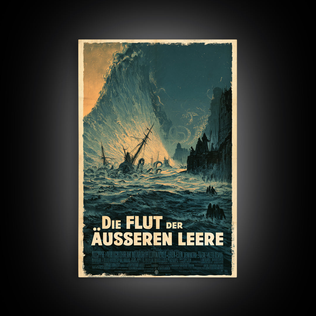 The Tide Of The Outer Void, German Language Horror Movie Poster, 1960s Horror Art, Eldritch Cinema Wall Art, Framed Canvas Print
