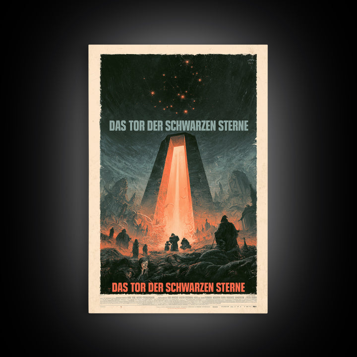 The Gate Of Black Stars, German Language Horror Movie Poster, 1960s Horror Art, Gothic Cinema Wall Art, Framed Canvas Print