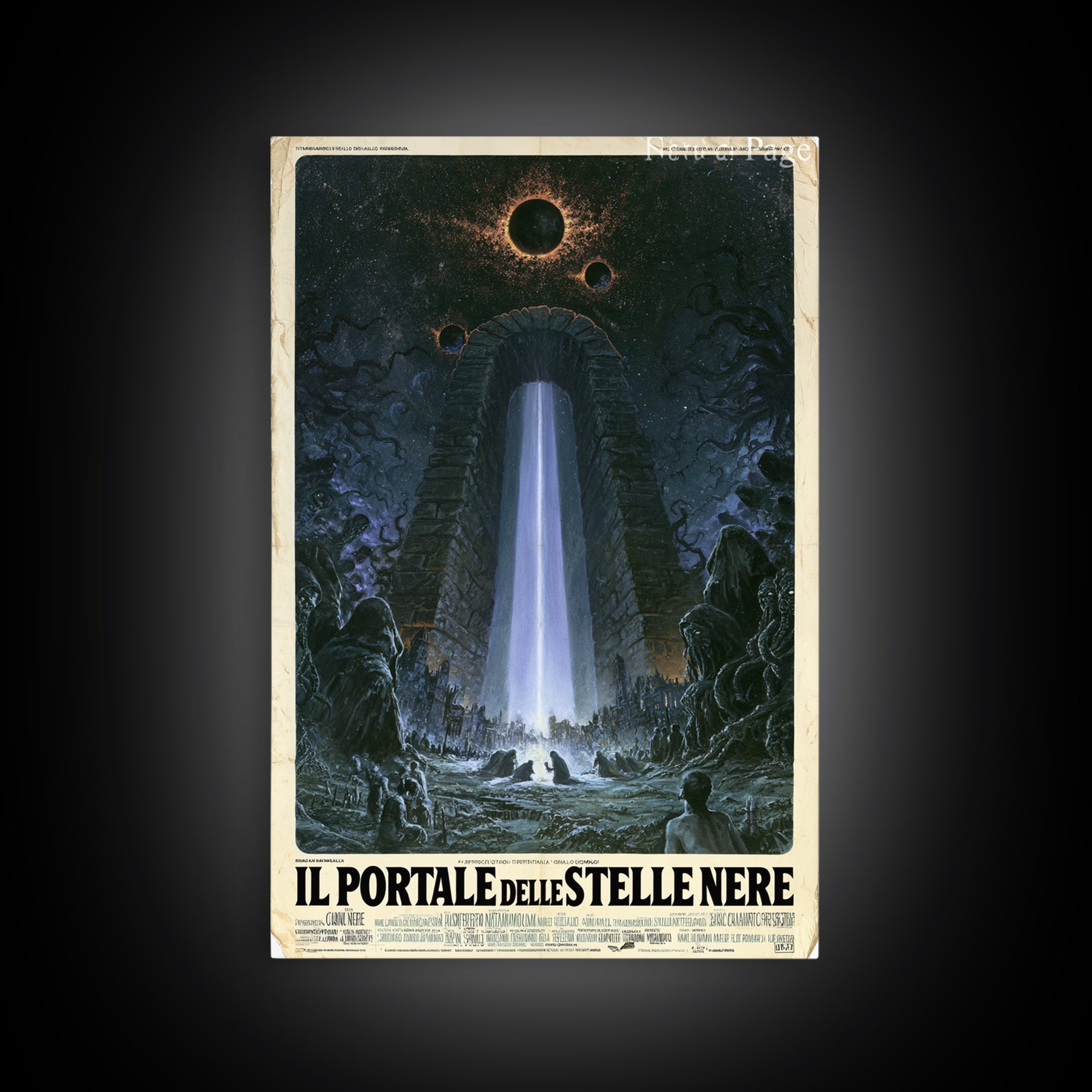 The Gate Of Black Stars, Italian Language Horror Movie Poster, 1970s Horror Art, Gothic Cinema Wall Art, Framed Canvas Print