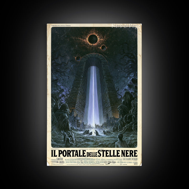 The Gate Of Black Stars, Italian Language Horror Movie Poster, 1970s Horror Art, Gothic Cinema Wall Art, Framed Canvas Print
