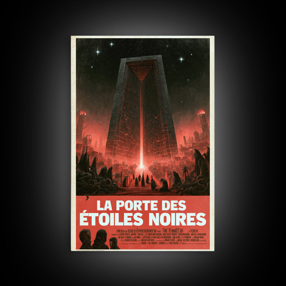 The Gate Of Black Stars, French Language Horror Movie Poster, 1960s Horror Art, Gothic Cinema Wall Art, Framed Canvas Print