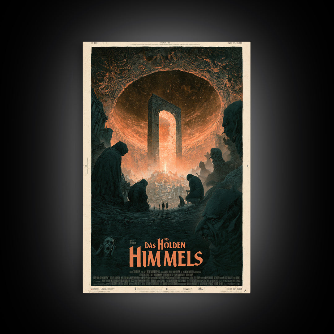 The Gate Of The Hollow Sky, German Language Horror Movie Poster, 1960s Horror Art, Gothic Cinema Wall Art, Framed Canvas Print