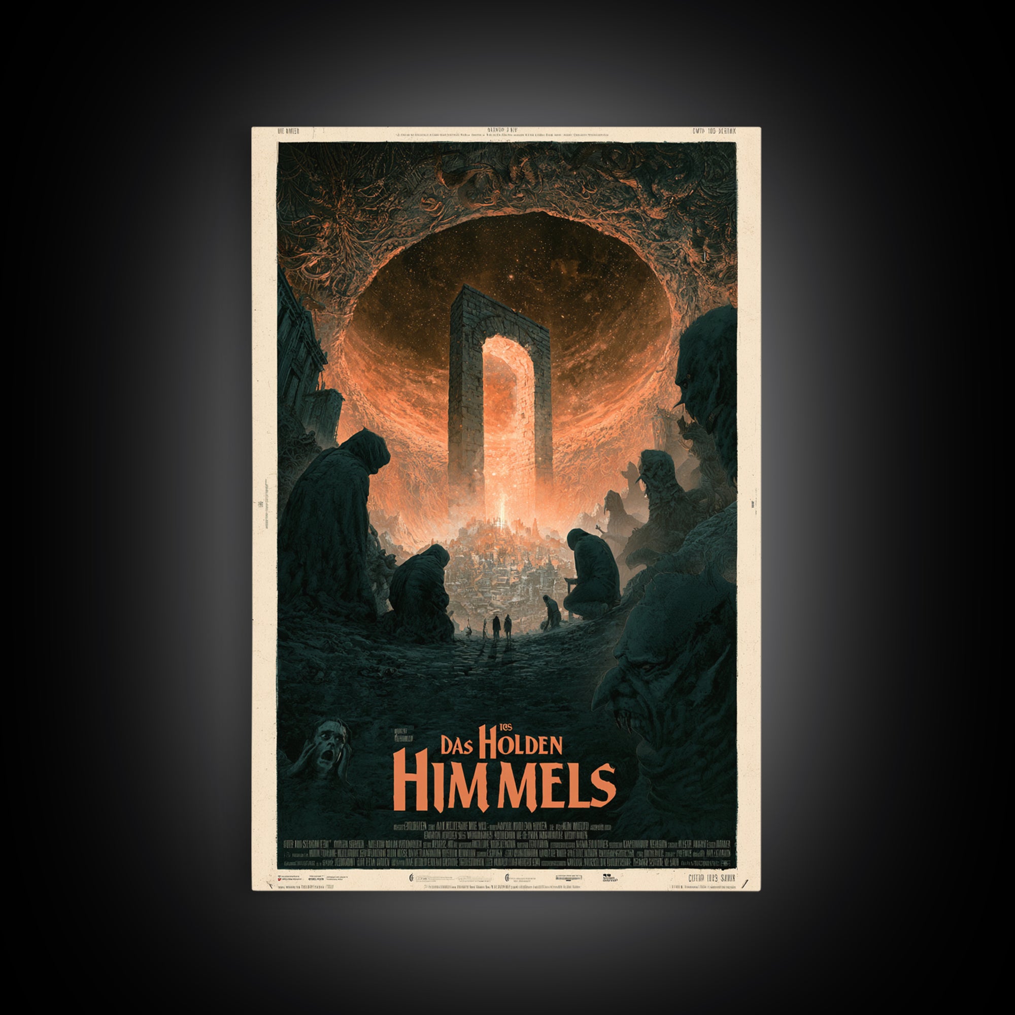 The Gate Of The Hollow Sky, German Language Horror Movie Poster, 1960s Horror Art, Gothic Cinema Wall Art, Framed Canvas Print