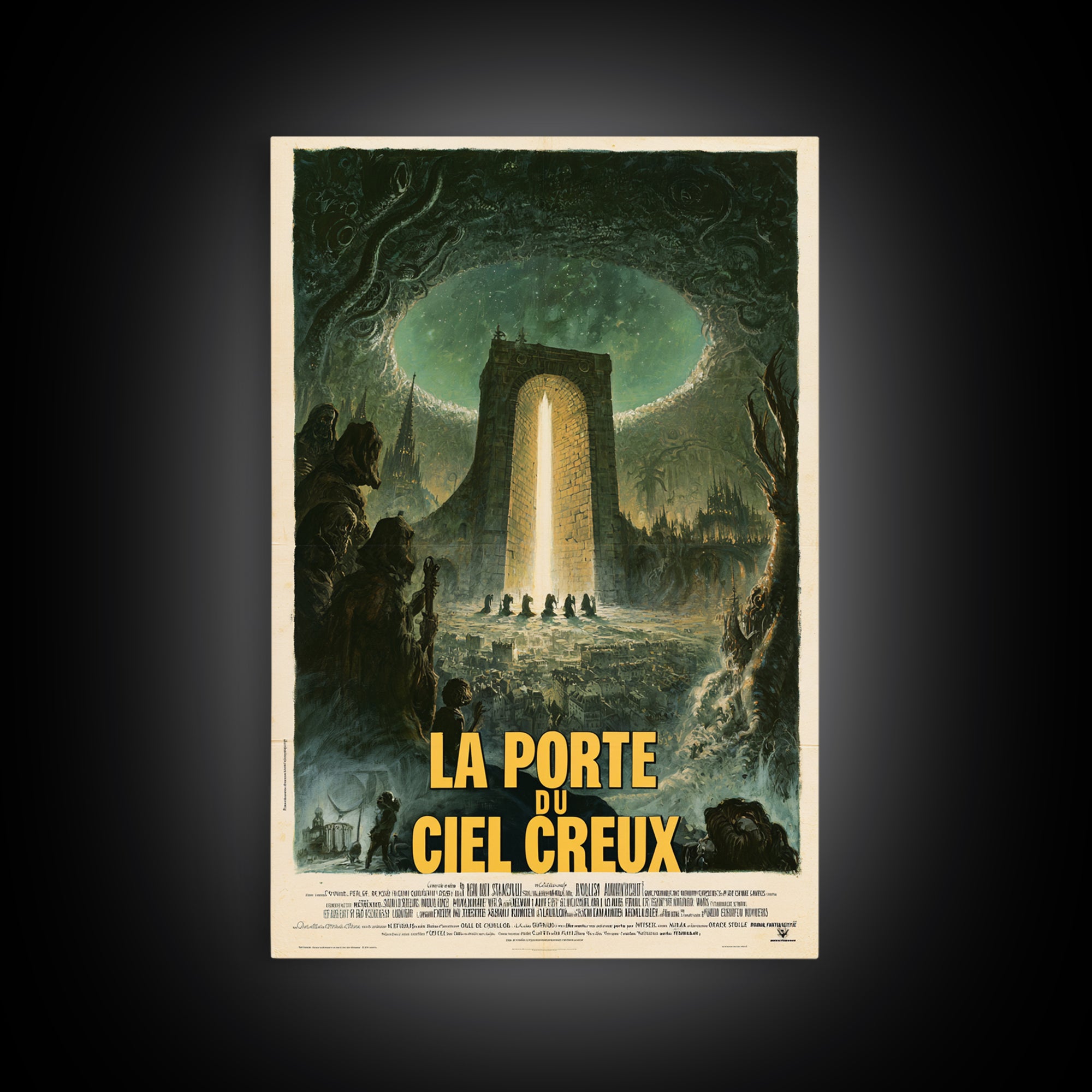 The Gate Of The Hollow Sky, French Language Horror Movie Poster, 1960s Horror Art, Eldritch Cinema Wall Art, Framed Canvas Print