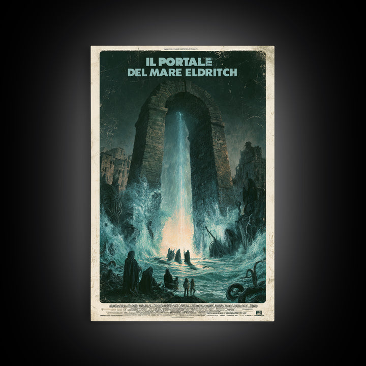 The Gate Of The Eldritch Sea, Italian Language Horror Movie Poster, 1970s Horror Art, Eldritch Cinema Wall Art, Framed Canvas Print